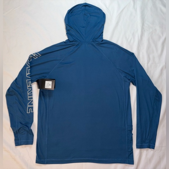 Wolverine NWT Size M Lake Blue Eco Sun Stop UPF 50 Long Sleeve Hooded Shirt - Picture 8 of 8